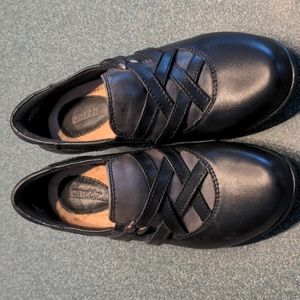 Black and grey leather shoes